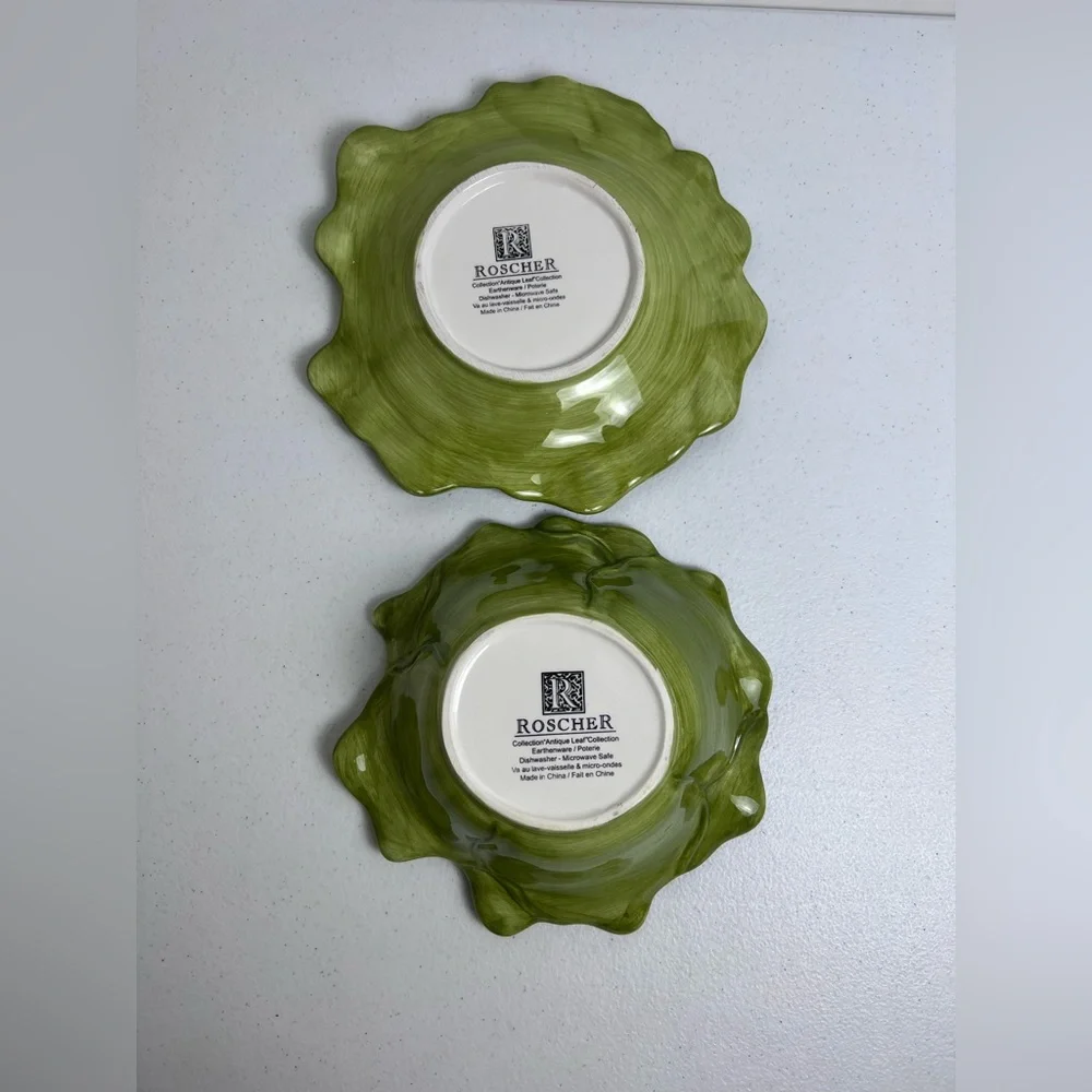 Roscher & Co Antique Leaf Collection Salad Plate Soup Cereal Bowl Green - Picture 8 of 9